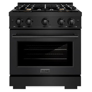 ZLINE 30" 4.2 cu. ft. Select Gas Range in Black Stainless Steel with 4 Brass Burners, HGRB-BR-30