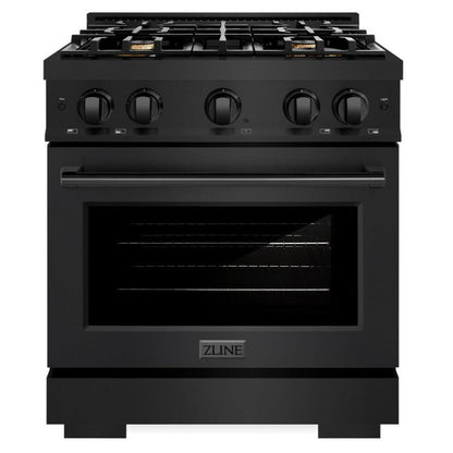 ZLINE 30" 4.2 cu. ft. Select Gas Range in Black Stainless Steel with 4 Brass Burners, HGRB-BR-30