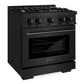 ZLINE 30" 4.2 cu. ft. Select Gas Range in Black Stainless Steel with 4 Brass Burners, HGRB-BR-30