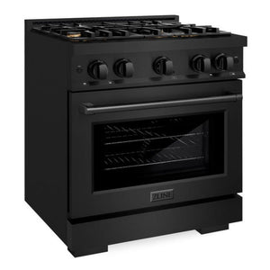 ZLINE 30" 4.2 cu. ft. Select Gas Range in Black Stainless Steel with 4 Brass Burners, HGRB-BR-30