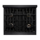 ZLINE 30" 4.2 cu. ft. Select Gas Range in Black Stainless Steel with 4 Brass Burners, HGRB-BR-30