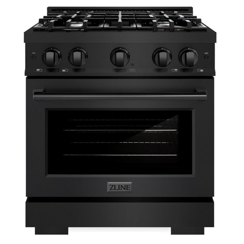 ZLINE 30" 4.2 cu. ft. Select Gas Range with 4 Burners in Black Stainless Steel, HGRB-30