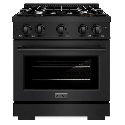 ZLINE 30" 4.2 cu. ft. Select Gas Range with 4 Burners in Black Stainless Steel, HGRB-30