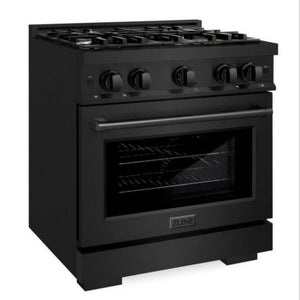 ZLINE 30" 4.2 cu. ft. Select Gas Range with 4 Burners in Black Stainless Steel, HGRB-30