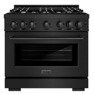 ZLINE 36" 5.2 cu. ft. Select Gas Range with 6 Burners in Black Stainless Steel, HGRB-36