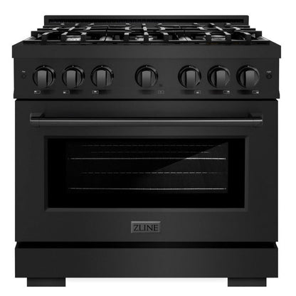ZLINE 36" 5.2 cu. ft. Select Gas Range with 6 Burners in Black Stainless Steel, HGRB-36