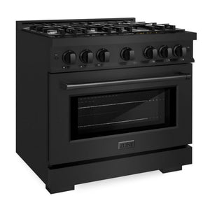 ZLINE 36" 5.2 cu. ft. Select Gas Range with 6 Burners in Black Stainless Steel, HGRB-36