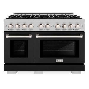 ZLINE 30" 4.2 cu. ft. Select Gas Range with 4 Burner Cooktop and Convection Gas Oven in Satin Stainless Steel with Black Matte Door, HGRS-BLM-30