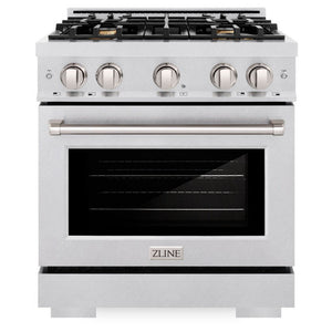 ZLINE 30" 4.2 cu. ft. Select Dual Fuel Range with Gas Cooktop and Electric Convection Oven in Satin Stainless Steel with 4 Brass Burners, HDRS-BR-30