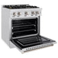 ZLINE 30" 4.2 cu. ft. Select Dual Fuel Range with Gas Cooktop and Electric Convection Oven in Satin Stainless Steel with 4 Brass Burners, HDRS-BR-30