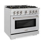 ZLINE 36" 5.2 cu. ft. Select Dual Fuel Range with Gas Cooktop and Electric Convection Oven in Satin Stainless Steel with 6 Brass Burners, HDRS-BR-36