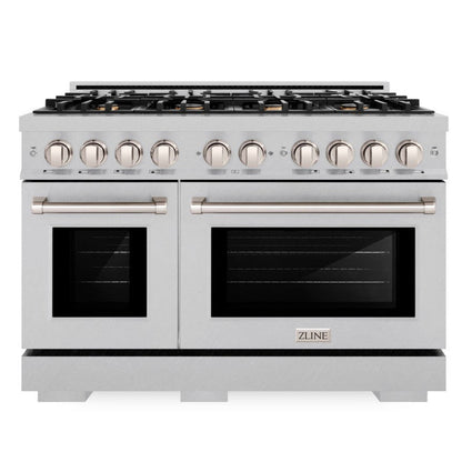ZLINE 48" 6.7 cu. ft. Select Double Oven Dual Fuel Range in Satin Stainless Steel with 8 Brass Burners, HDRS-BR-48