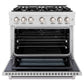 ZLINE 36" 5.2 cu. ft. Select Dual Fuel Range with 6 Burner Gas Cooktop and Electric Convection Oven in Satin Stainless Steel, HDRS-36