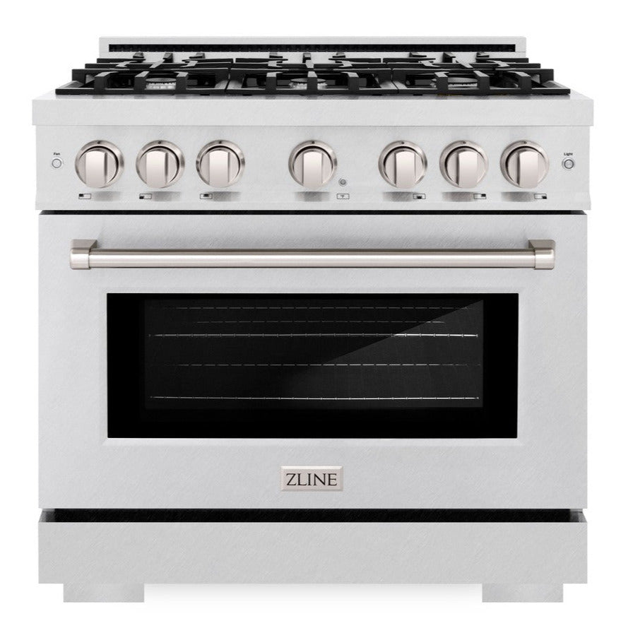 ZLINE 36" 5.2 cu. ft. Select Dual Fuel Range with 6 Burner Gas Cooktop and Electric Convection Oven in Satin Stainless Steel, HDRS-36