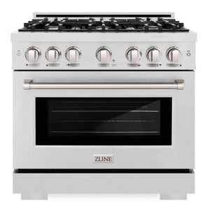 ZLINE 36" 5.2 cu. ft. Select Dual Fuel Range with 6 Burner Gas Cooktop and Electric Convection Oven in Satin Stainless Steel, HDRS-36