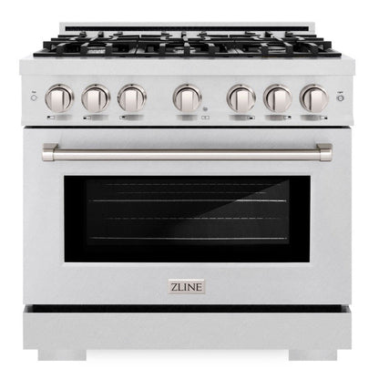 ZLINE 36" 5.2 cu. ft. Select Dual Fuel Range with 6 Burner Gas Cooktop and Electric Convection Oven in Satin Stainless Steel, HDRS-36