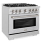 ZLINE 36" 5.2 cu. ft. Select Dual Fuel Range with 6 Burner Gas Cooktop and Electric Convection Oven in Satin Stainless Steel, HDRS-36