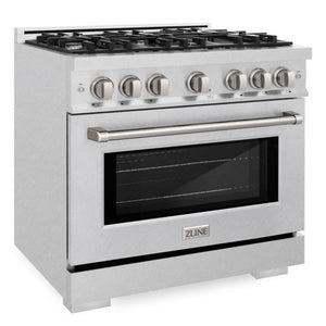ZLINE 36" 5.2 cu. ft. Select Dual Fuel Range with 6 Burner Gas Cooktop and Electric Convection Oven in Satin Stainless Steel, HDRS-36
