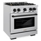 ZLINE Autograph 30" 4.2 cu. ft. Select Dual Fuel Range with 4 Burner Gas Cooktop and Electric Convection Oven in Satin Stainless Steel with Matte Black Accents, HDRSZ-30-MB