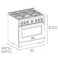 ZLINE 36" 5.2 cu. ft. Select Dual Fuel Range with 6 Burner Gas Cooktop and Electric Convection Oven in Satin Stainless Steel with White Matte Door, HDRS-WM-36