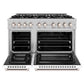 ZLINE 48" 6.7 cu. ft. Select Double Oven Dual Fuel Range with 8 Burner Gas Cooktop in Satin Stainless Steel with White Matte Doors, HDRS-WM-48