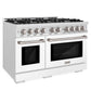 ZLINE 48" 6.7 cu. ft. Select Double Oven Dual Fuel Range with 8 Burner Gas Cooktop in Satin Stainless Steel with White Matte Doors, HDRS-WM-48