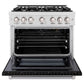 ZLINE 36" 5.2 cu. ft. Select Gas Range with 6 Burner Cooktop and Convection Gas Oven in Satin Stainless Steel with Black Matte Door, HGRS-BLM-36