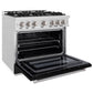 ZLINE 36" 5.2 cu. ft. Select Gas Range with 6 Burner Cooktop and Convection Gas Oven in Satin Stainless Steel with Black Matte Door, HGRS-BLM-36