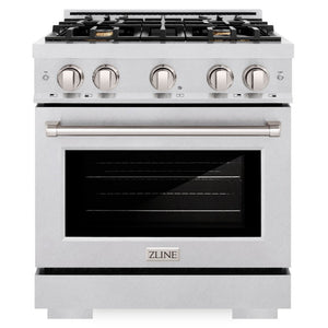ZLINE 30" 4.2 cu. ft. Select Gas Range with Convection Gas Oven in Satin Stainless Steel with 4 Brass Burners, HGRS-BR-30