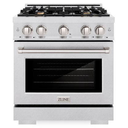 ZLINE 30" 4.2 cu. ft. Select Gas Range with Convection Gas Oven in Satin Stainless Steel with 4 Brass Burners, HGRS-BR-30