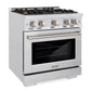 ZLINE 30" 4.2 cu. ft. Select Gas Range with Convection Gas Oven in Satin Stainless Steel with 4 Brass Burners, HGRS-BR-30