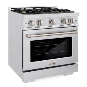 ZLINE 30" 4.2 cu. ft. Select Gas Range with Convection Gas Oven in Satin Stainless Steel with 4 Brass Burners, HGRS-BR-30