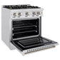 ZLINE 30" 4.2 cu. ft. Select Gas Range with Convection Gas Oven in Satin Stainless Steel with 4 Brass Burners, HGRS-BR-30