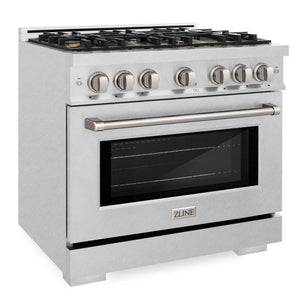 ZLINE 36" 5.2 cu. ft. Select Gas Range with Convection Gas Oven in Satin Stainless Steel with 6 Brass Burners, HGRS-BR-36