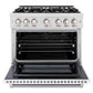 ZLINE 36" 5.2 cu. ft. Select Gas Range with 6 Burner Cooktop and Convection Gas Oven in Satin Stainless Steel with White Matte Door, HGRS-WM-36