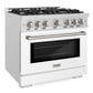 ZLINE 36" 5.2 cu. ft. Select Gas Range with 6 Burner Cooktop and Convection Gas Oven in Satin Stainless Steel with White Matte Door, HGRS-WM-36