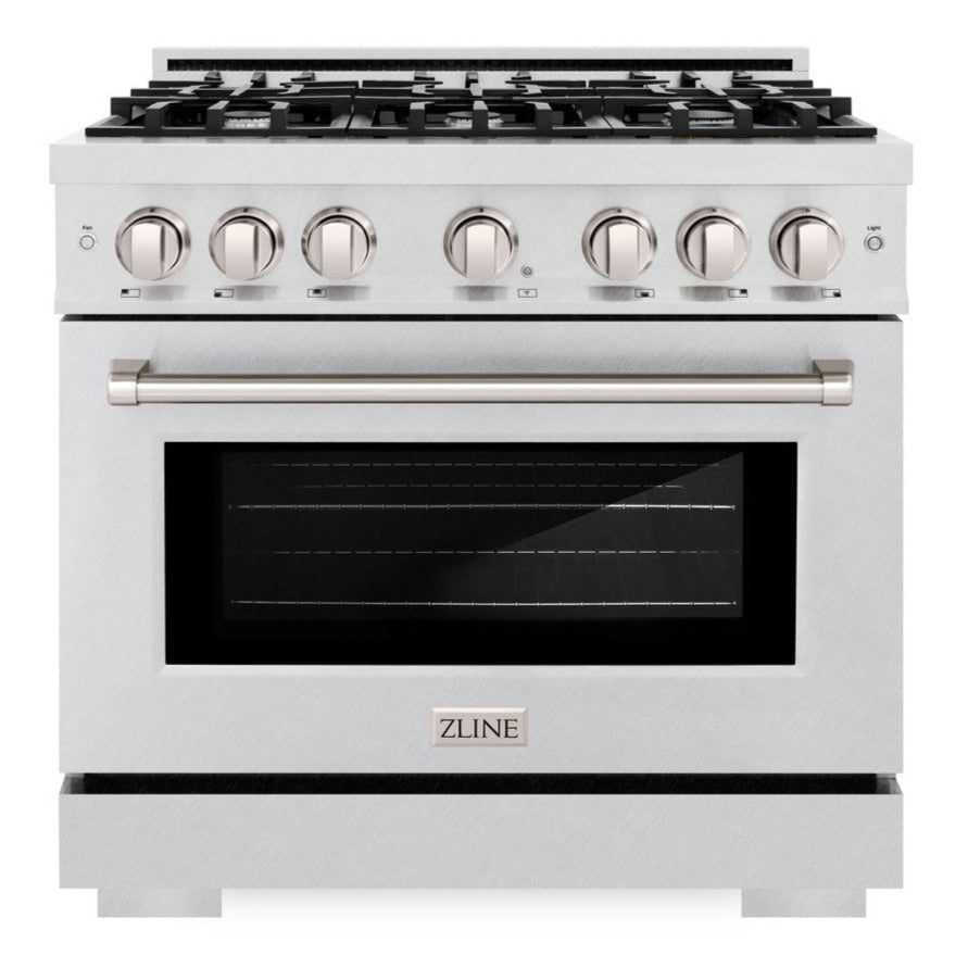 ZLINE 36" 5.2 cu. ft. Select Gas Range with 6 Burner Cooktop and Convection Gas Oven in Satin Stainless Steel, HGRS-36