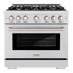 ZLINE 36" 5.2 cu. ft. Select Gas Range with 6 Burner Cooktop and Convection Gas Oven in Satin Stainless Steel, HGRS-36