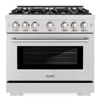 ZLINE 36" 5.2 cu. ft. Select Gas Range with 6 Burner Cooktop and Convection Gas Oven in Satin Stainless Steel, HGRS-36