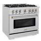 ZLINE 36" 5.2 cu. ft. Select Gas Range with 6 Burner Cooktop and Convection Gas Oven in Satin Stainless Steel, HGRS-36