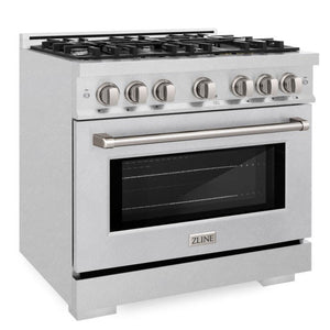 ZLINE 36" 5.2 cu. ft. Select Gas Range with 6 Burner Cooktop and Convection Gas Oven in Satin Stainless Steel, HGRS-36