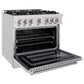 ZLINE 36" 5.2 cu. ft. Select Gas Range with 6 Burner Cooktop and Convection Gas Oven in Satin Stainless Steel, HGRS-36