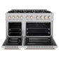 ZLINE 48" 6.7 cu. ft. Select Double Oven Gas Range with 8 Burner Cooktop in Satin Stainless Steel, HGRS-48