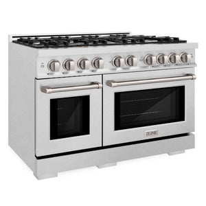 ZLINE 48" 6.7 cu. ft. Select Double Oven Gas Range with 8 Burner Cooktop in Satin Stainless Steel, HGRS-48