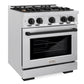 ZLINE Autograph 30" 4.2 cu. ft. Select Gas Range with 4 Burner Cooktop and Convection Gas Oven in Satin Stainless Steel and Matte Black Accents, HGRSZ-30-MB
