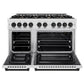 ZLINE Autograph 48" 6.7 cu. ft. Select Double Oven Gas Range with 8 Burner Cooktop in Satin Stainless Steel and Matte Black Accents, HGRSZ-48-MB