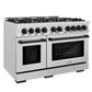 ZLINE Autograph 48" 6.7 cu. ft. Select Double Oven Gas Range with 8 Burner Cooktop in Satin Stainless Steel and Matte Black Accents, HGRSZ-48-MB
