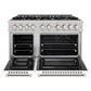 ZLINE 48" 6.7 cu. ft. Select Double Oven Gas Range with 8 Burner Cooktop in Satin Stainless Steel with White Matte Doors, HGRS-WM-48