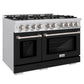 ZLINE 48" 6.7 cu. ft. Select Double Oven Gas Range with 8 Burners in Stainless Steel with Black Matte Doors, HGR-BLM-48