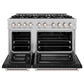 ZLINE 48" 6.7 cu. ft. Select Double Oven Dual Fuel Range with 8 Burners in Stainless Steel with Black Matte Doors, HDR-BLM-48